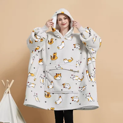 Oversized Fleece Hooded Blanket
