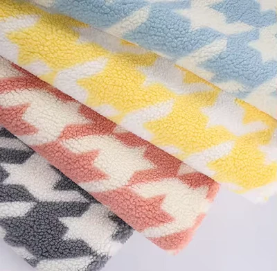 Hundstooth Sherpa Lamb Furece Fabric